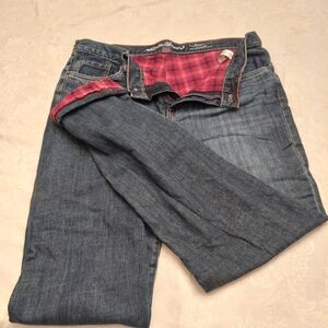 Eddie Bauer boyfriend relaxed flannel lined stretch denim jeans. Size 12